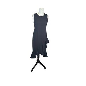 NWT Calvin Klein Women's Black Sleeveless Crisscross Ruffle Sheath Dress Size 6